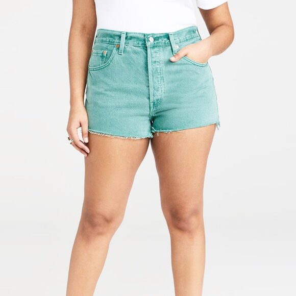 Levi's 501 High Rise Shorts in Dusty Beryl Green 56327-0402 BNWT - Size 30 - Picture 2 of 13